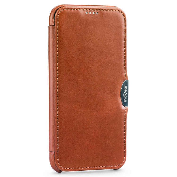 moVear flipSide C Leder Handyhülle für Apple iPhone Xs MAX (6.5") | Vintage Leder (Braun)