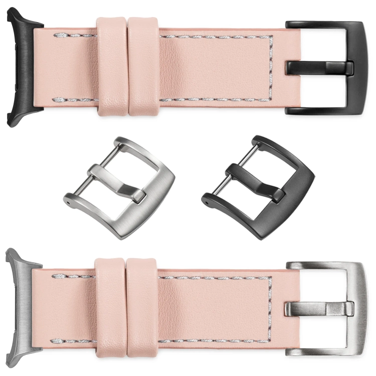 moVear Prestige C1 24mm Fleisch rosa Lederarmband für Samsung Galaxy Watch Ultra | Fleisch rosa Nähte [Größen XS-XXL und Schnalle zur Auswahl]