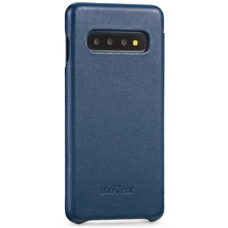 moVear flipSide S Ledertasche für Samsung Galaxy S10 (6.1") | Glatte Leder, Handy Hülle book type (Blau)