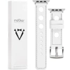 moVear Prestige R1 22mm Weiß Lederarmband für Apple Watch 10 / 9 / 8 / 7 / 6 / 5 / 4 / SE (46/45/44mm) & Ultra (49mm) | Weiß Nähte [Größen XS-XXL und Schnalle zur Auswahl]