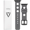 moVear Prestige R1 22mm Grau Lederarmband für Apple Watch 10 / 9 / 8 / 7 / 6 / 5 / 4 / SE (46/45/44mm) & Ultra (49mm) | Grau Nähte [Größen XS-XXL und Schnalle zur Auswahl]