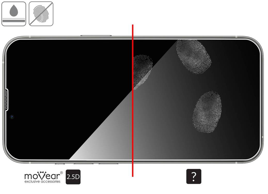 2 pcs. | moVear mBOX GLASS mSHIELD 2.5D for Apple iPhone 16e / 14 / 13 / 13 Pro (6.1") (easy installation)