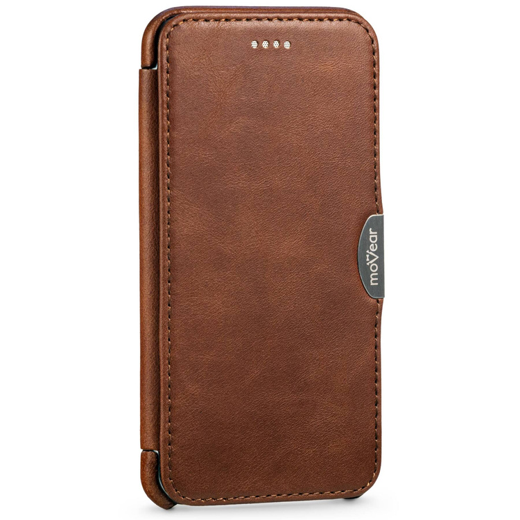 moVear flipSide C Leather case for Apple iPhone SE (2022 / 2020) / 8 / 7 (4.7") | Natural oiled leather (Dark brown)