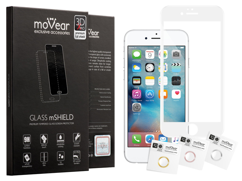 moVear GLASS mSHIELD 3D X-PRO kompatibel mit iPhone 6 / 6s | Panzerglas Schutzfolie, Gehärtetes Glas vollständige Abdeckung, 9H