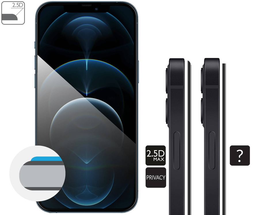 2 Stk. | moVear mBOX GLASS mSHIELD 2.5D MAX privacy für Apple iPhone 12 Pro Max (6.7") (Anti-Spionage, mit Applikator)