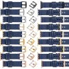 moVear Prestige S1 20mm Lederarmband für Apple Watch 10 / 9 / 8 / 7 / 6 / 5 / 4 / SE (42/41/40mm) Navy blau [Adapter und Schnalle zur Auswahl]