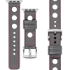 moVear Prestige R1 22mm Gray Leather strap for Apple Watch 10 / 9 / 8 / 7 / 6 / 5 / 4 / SE (42/41/40mm) | Gray stitching [sizes XS-XXL and buckle to choose from]