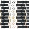 moVear Prestige C1 24mm Schwarz Lederarmband für Apple Watch 10 / 9 / 8 / 7 / 6 / 5 / 4 / SE (46/45/44mm) & Ultra (49mm) | Schwarz Nähte [Größen XS-XXL und Schnalle zur Auswahl]