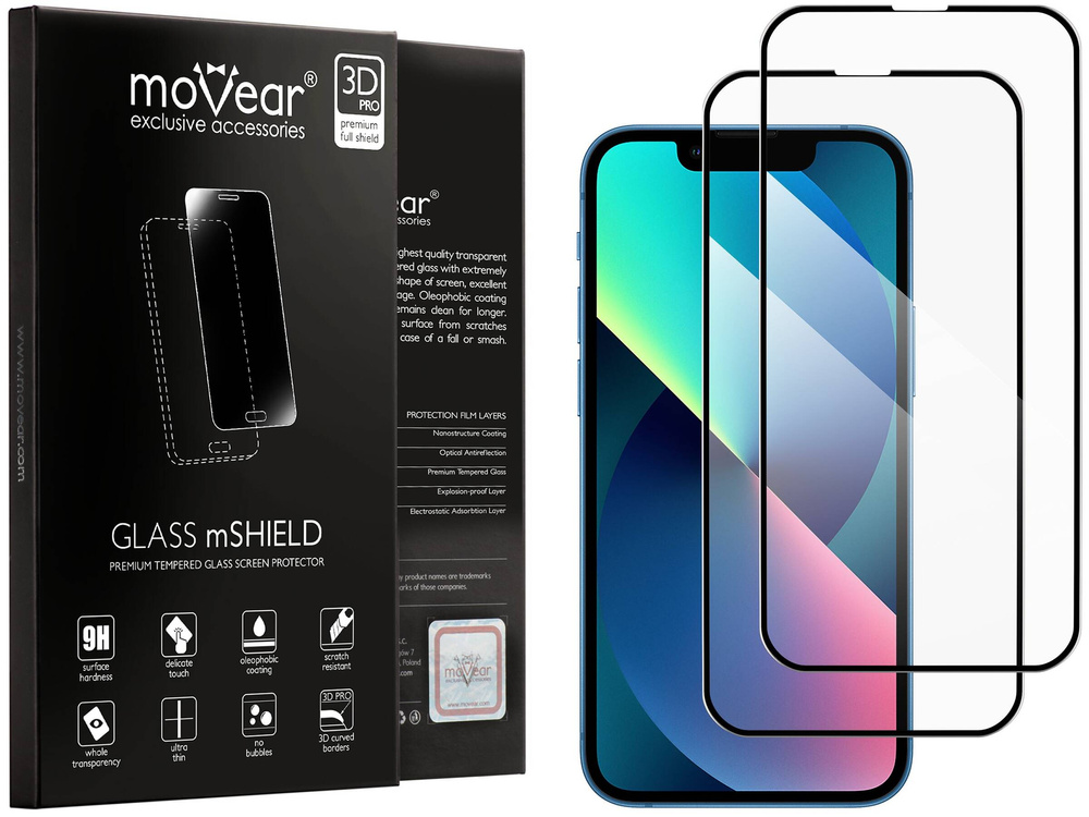 2 Stk. | moVear GLASS mSHIELD 3D PRO-E für Apple iPhone 13 Mini (5.4") (Handyhülle freundlich)