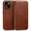 moVear flipSide 4S Ledertasche für Apple iPhone 14 (6,1") | Glatte Leder, Handy Hülle book type (Dunkelbraun)