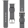 moVear Prestige C1 22mm Grau Lederarmband für Apple Watch 10 / 9 / 8 / 7 / 6 / 5 / 4 / SE (42/41/40mm) | Grau Nähte [Größen XS-XXL und Schnalle zur Auswahl]