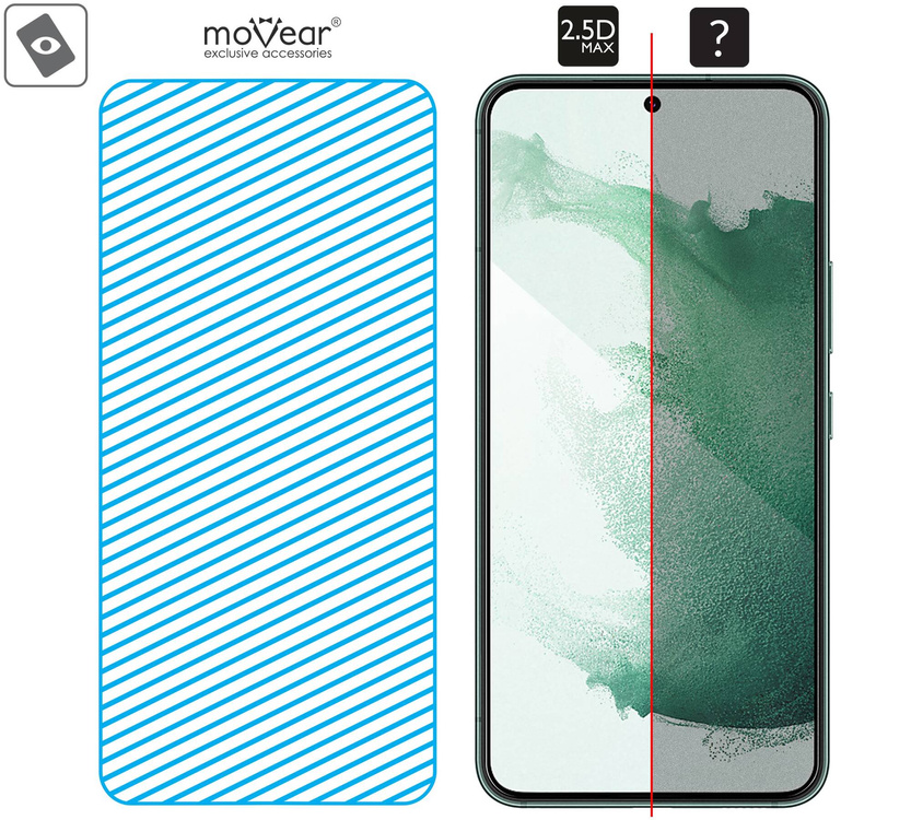 2 Stk. | moVear GLASS mSHIELD 2.5D MAX für Samsung Galaxy S22+ (Plus) (6.6") (Handyhülle freundlich)