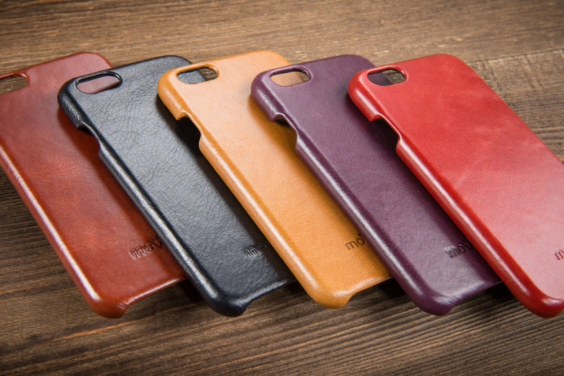 moVear backCover S Lederrückseite Cover für Apple iPhone 6 / 6s | Glatte Leder-Hülle, Schwarz