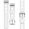 moVear Prestige R1 Lederarmband für Garmin QuickFit 20mm (Fenix / Instinct - 43/42/40mm) Weiß, Weiß Nähte [Größen XS-XXL und Schnalle zur Auswahl]