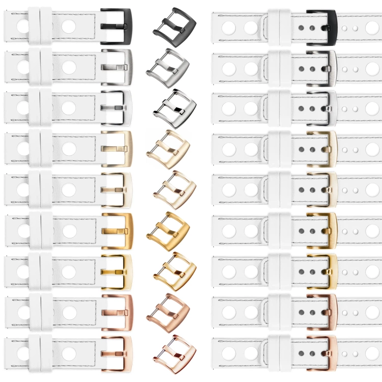 moVear Prestige R1 26mm leather watch strap | White, White stitching [sizes XS-XXL and buckle to choose from]