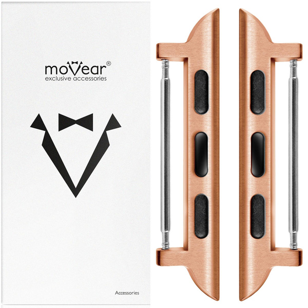 moVear | 18mm Uhrenarmbandadapter für Apple Watch 9/8/7/6/SE/5/4/3/2/1 (41/40/38mm) | Roségold Rostfreier Stahl +PVD