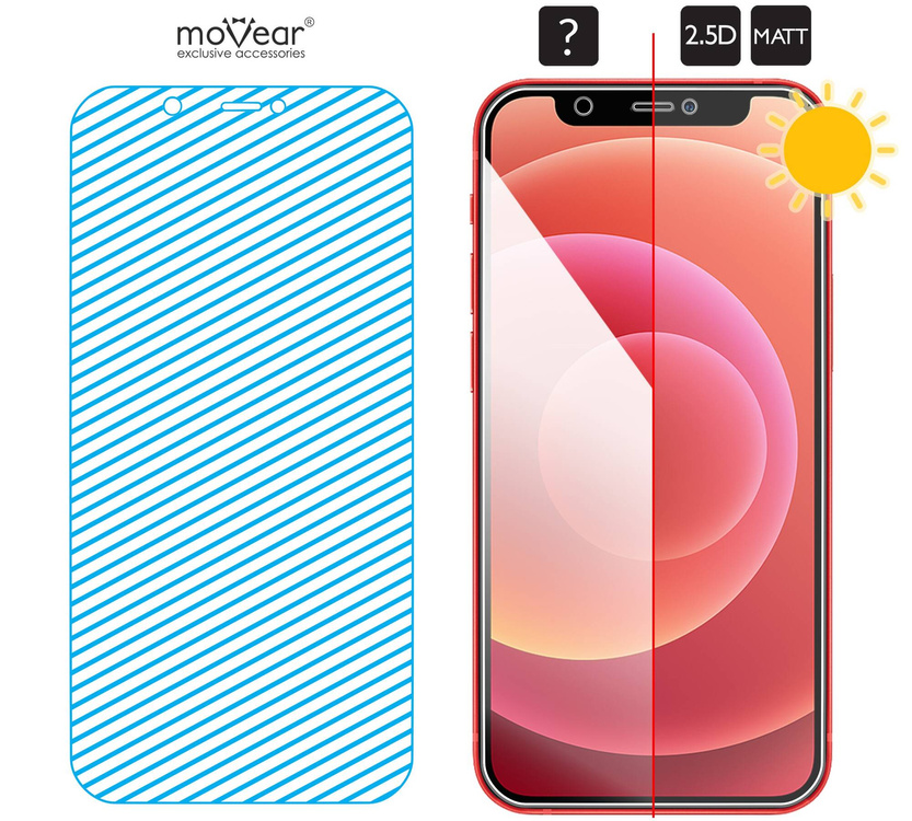 2 Stk. | moVear GLASS mSHIELD 2.5D MATT für Apple iPhone 12 Mini (5.4") | (Antireflex, Handyhülle freundlich)
