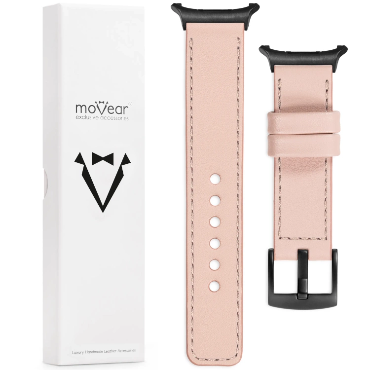 moVear Prestige C1 24mm Flesh pink Leather strap for Samsung Galaxy Watch Ultra | Flesh pink stitching [sizes XS-XXL and buckle to choose from]