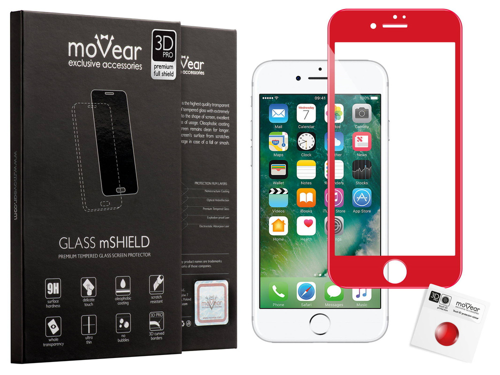 moVear GLASS mSHIELD 3D PRO kompatibel mit iPhone 7 | Panzerglas Schutzfolie, Gehärtetes Glas vollständige Abdeckung, 9H