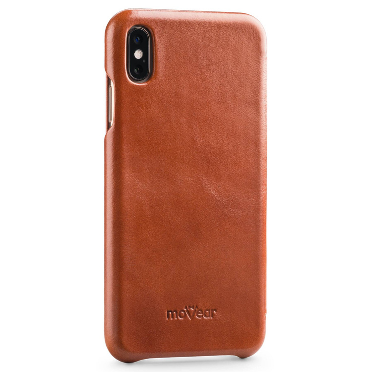 moVear flipSide S Ledertasche für Apple iPhone Xs MAX (6.5") | Glatte Leder, Handy Hülle book type (Braun)