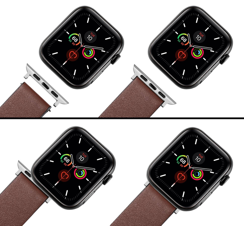 moVear | 22mm watch strap adapter for Apple Watch 9/8/7/6/SE/5/4/3/2/1 (41/40/38mm) | Silver, Stainless steel