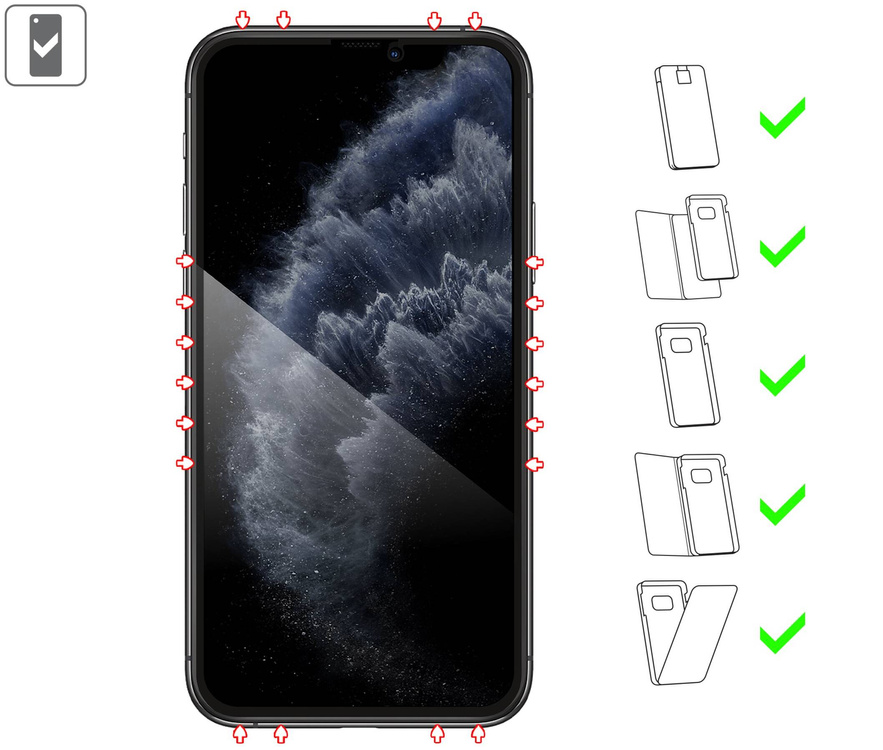 moVear mBOX GLASS mSHIELD 2.5D MAX privacy for Apple iPhone 11 Pro / Xs / X (5.8") (Anti spy, with Applicator)