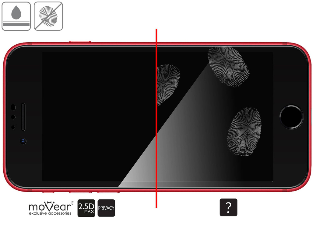 moVear GLASS mSHIELD 2.5D MAX privacy for Apple iPhone SE (2022 / 2020) / 8 / 7 [ROZMIAR_EKRAN] | (Privatizing, case friendly)