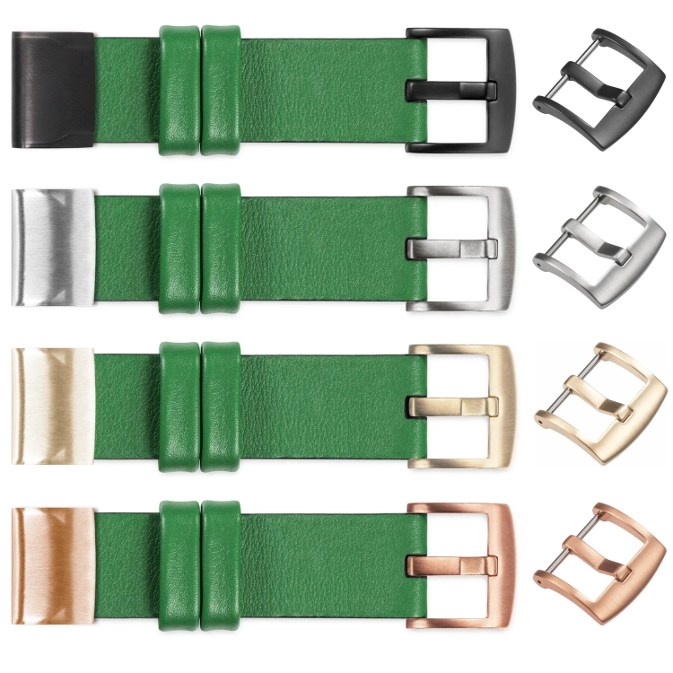 moVear Prestige S1 Leather strap for Garmin QuickFit 20mm (Fenix / Instinct - 43/42/40mm) Green [sizes XS-XXL and buckle to choose from]
