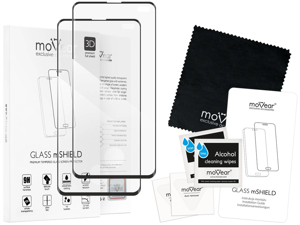 2 pcs. | moVear GLASS mSHIELD 3D for Samsung Galaxy S10+ (Plus) (6.4") (full screen protection)