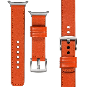 moVear Prestige C1 24mm Orange Leather strap for Samsung Galaxy Watch Ultra | Orange stitching [sizes XS-XXL and buckle to choose from]