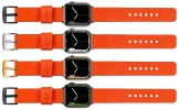 moVear Prestige S1 24mm Lederarmband für Apple Watch 10 / 9 / 8 / 7 / 6 / 5 / 4 / SE (46/45/44mm) & Ultra (49mm) Orange [Adapter und Schnalle zur Auswahl]