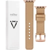 moVear Prestige C1 22mm Cappuccino Lederarmband für Apple Watch 10 / 9 / 8 / 7 / 6 / 5 / 4 / SE (42/41/40mm) | Cappuccino Nähte [Größen XS-XXL und Schnalle zur Auswahl]