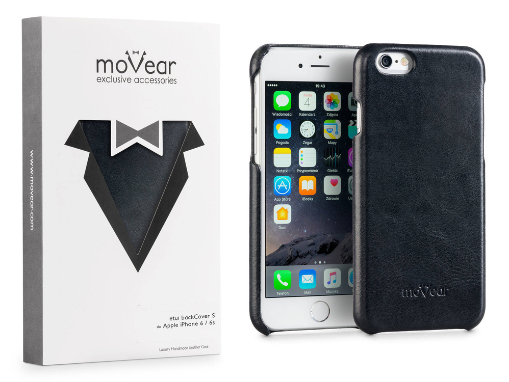 moVear backCover S Leather Back Cover for Apple iPhone 6 / 6s | Smooth, Black