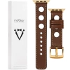 moVear Prestige R1 22mm Dunkelbraun Lederarmband für Apple Watch 10 / 9 / 8 / 7 / 6 / 5 / 4 / SE (42/41/40mm) | Dunkelbraun Nähte [Größen XS-XXL und Schnalle zur Auswahl]