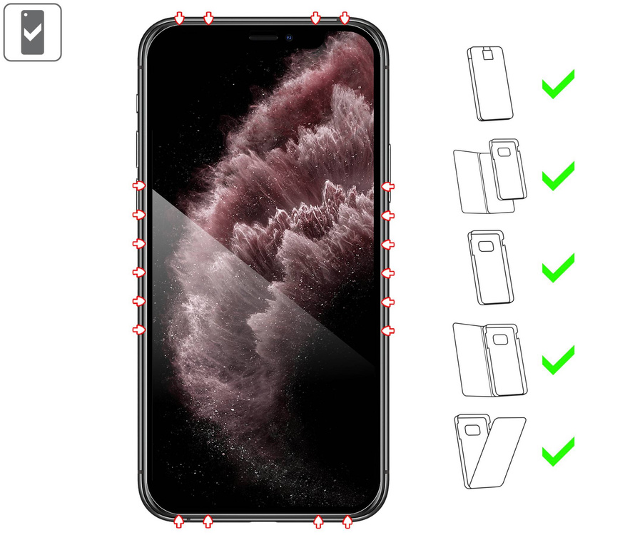 moVear flexible mSHIELD 3D PRO for Apple iPhone 11 Pro Max / Xs MAX (6.5"). Armored hybrid glass.