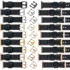 moVear Prestige C1 20mm Schwarz Lederarmband für Apple Watch 10 / 9 / 8 / 7 / 6 / 5 / 4 / SE (42/41/40mm) | Schwarz Nähte [Größen XS-XXL und Schnalle zur Auswahl]