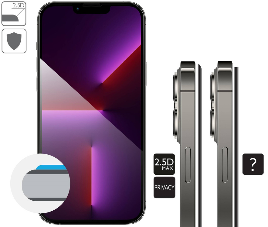 2 pcs. | moVear GLASS mSHIELD 2.5D MAX privacy for Apple iPhone 14 Plus / 13 Pro Max [ROZMIAR_EKRAN] | (Privatizing, case friendly)