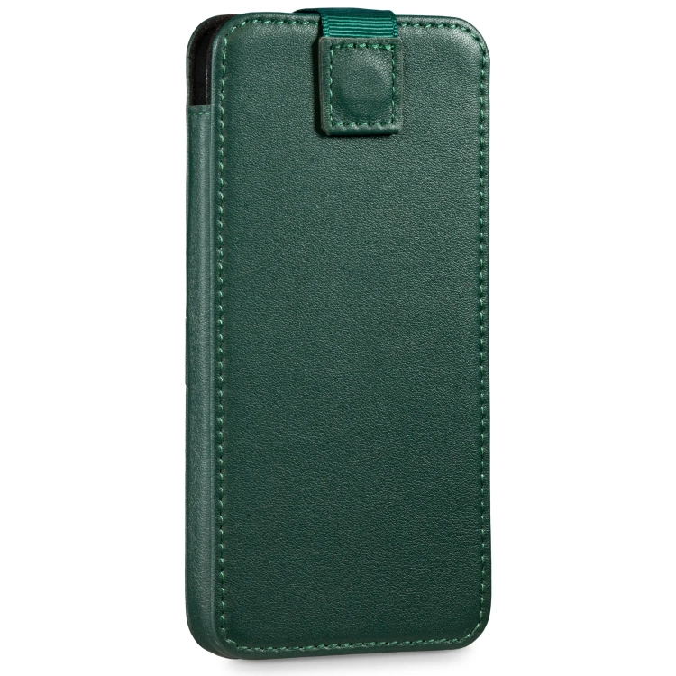 moVear pocketCase C+ Slide in leather Bag Pouch for Apple iPhone 17/16/15/14, 13/12/11 Pro, Xs/X | Nappa leather (Bottle green)