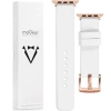 moVear Prestige S1 22mm Lederarmband für Apple Watch 10 / 9 / 8 / 7 / 6 / 5 / 4 / SE (42/41/40mm) Weiß [Adapter und Schnalle zur Auswahl]