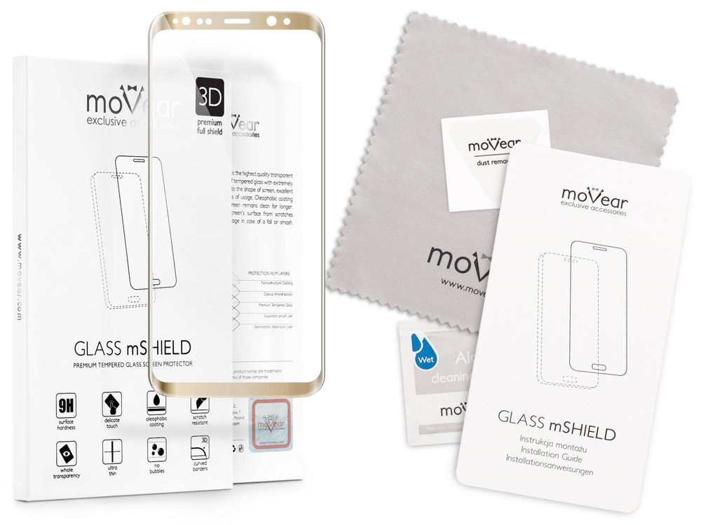 moVear GLASS mSHIELD 3D kompatibel mit Samsung Galaxy S8+ (Plus) | Panzerglas Schutzfolie, Gehärtetes Glas vollständige Abdeckung, 9H