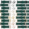 moVear Prestige C1 24mm Flaschengrün Lederarmband für Apple Watch 10 / 9 / 8 / 7 / 6 / 5 / 4 / SE (46/45/44mm) & Ultra (49mm) | Flaschengrün Nähte [Größen XS-XXL und Schnalle zur Auswahl]
