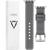 moVear Prestige C1 20mm Grau Lederarmband für Apple Watch 10 / 9 / 8 / 7 / 6 / 5 / 4 / SE (42/41/40mm) | Grau Nähte [Größen XS-XXL und Schnalle zur Auswahl]