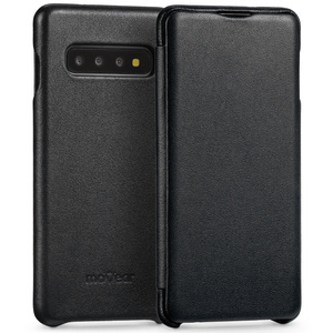 moVear flipSide S Leather slim case for Samsung Galaxy S10 (6.1") | Smooth leather (Black)