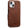 moVear flipSide 4C Leather case for Apple iPhone 15 (6,1") | Natural oiled leather (Dark brown)