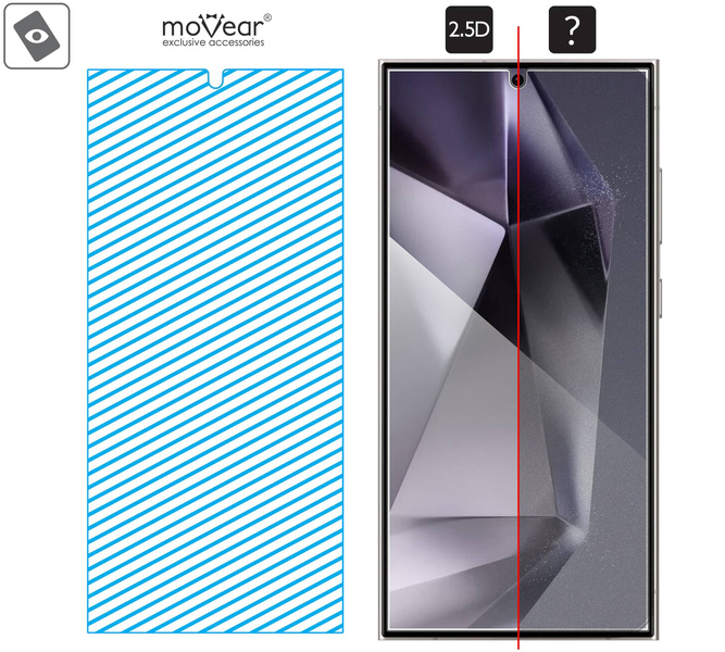 2 Stk. | moVear mBOX GLASS mSHIELD 2.5D für Samsung Galaxy S24 Ultra (6.8") (einfache Installation)