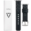 moVear Prestige R2 20mm Schwarz Lederarmband für Apple Watch 10 / 9 / 8 / 7 / 6 / 5 / 4 / SE (42/41/40mm) | Schwarz Nähte [Größen XS-XXL und Schnalle zur Auswahl]