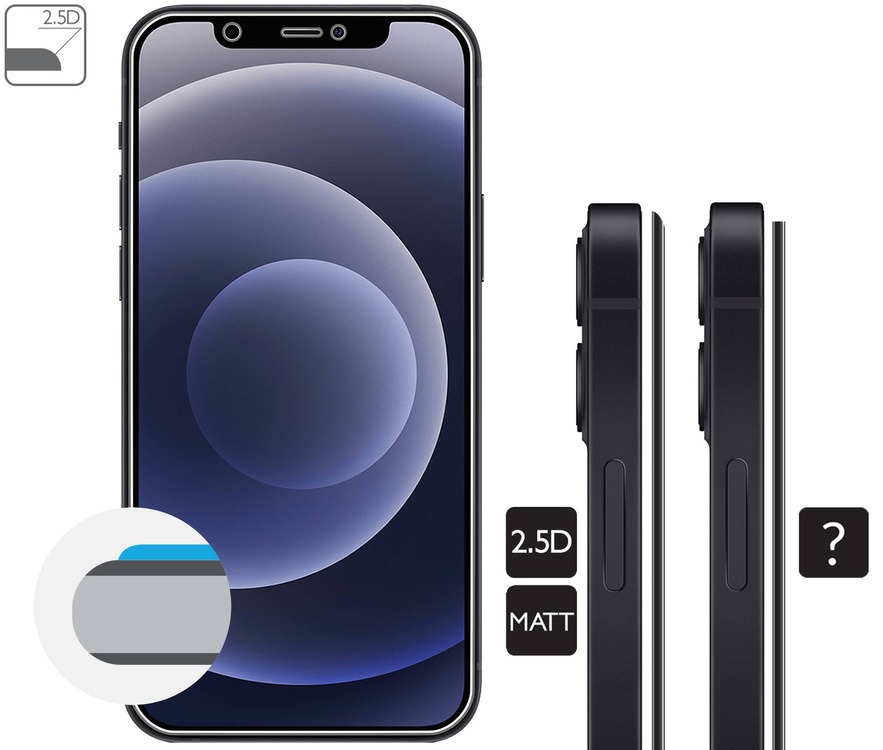 moVear GLASS mSHIELD 2.5D MATT für Apple iPhone 12 Pro / 12 (6.1") | (Antireflex, Handyhülle freundlich)