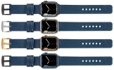 moVear Prestige S1 22mm Lederarmband für Apple Watch 10 / 9 / 8 / 7 / 6 / 5 / 4 / SE (42/41/40mm) Navy blau [Adapter und Schnalle zur Auswahl]