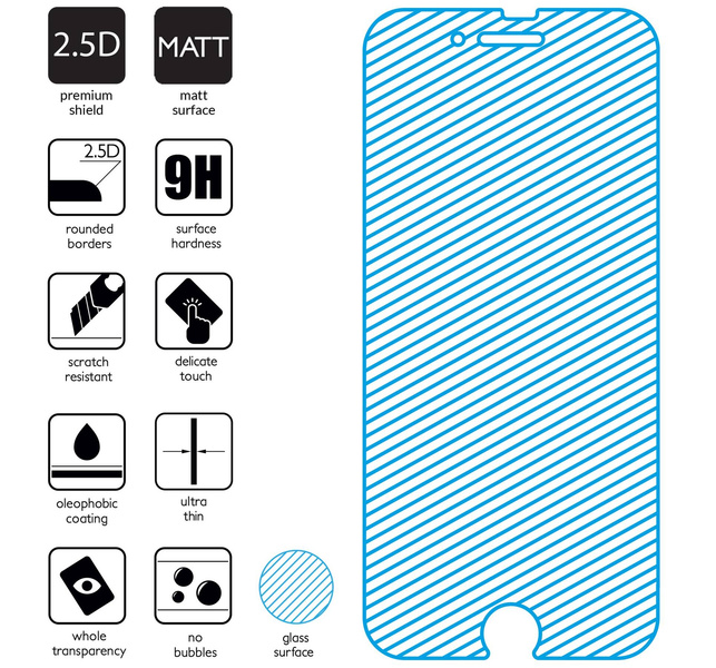 moVear GLASS mSHIELD 2.5D MATT for Apple iPhone 6 / 6s (4.7") | (Anti-reflective, case friendly)