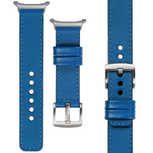 moVear Prestige C1 24mm Blue Leather strap for Samsung Galaxy Watch Ultra | Blue stitching [sizes XS-XXL and buckle to choose from]